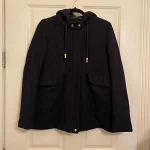 Zara dark navy textured wool coat